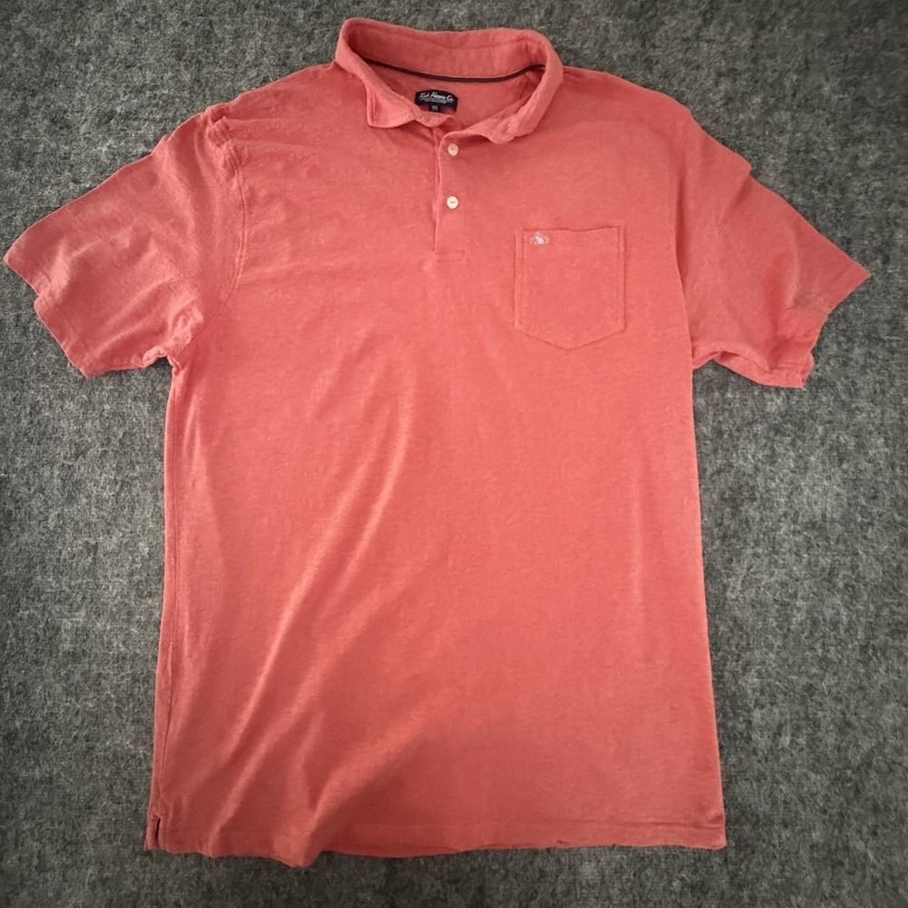 Fish Hippie Co Polo Shirt XXL Coral Pocket Logo Casual Cotton Short Sleeve